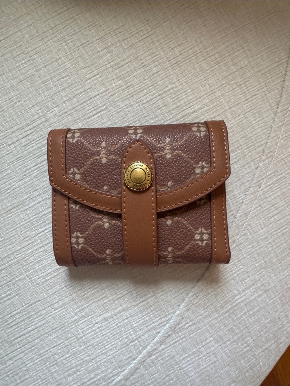 Charles and Keith Brown Patterned Women’s Compact Wallet